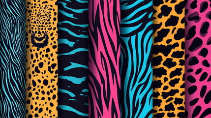 Animal Print Textures of Tiger, Zebra and Leopard Skins for Fashion and Textile Design background,generative ai