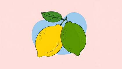Simple illustration of a lemon and lime