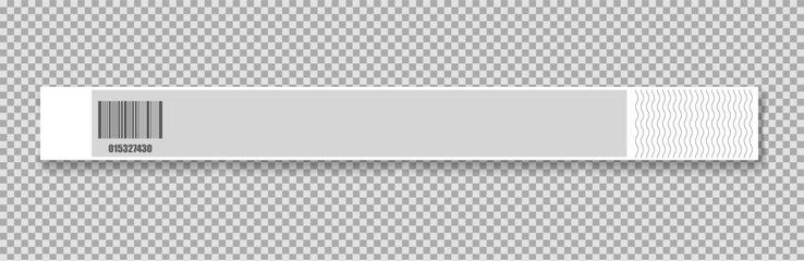 Wristband bracelet event access. Mock up paper hand band. Sticky hand entrance event paper bracelet isolated on a transparent background.