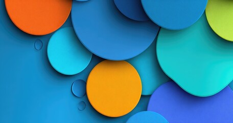 Overlapping colorful circles on a blue background