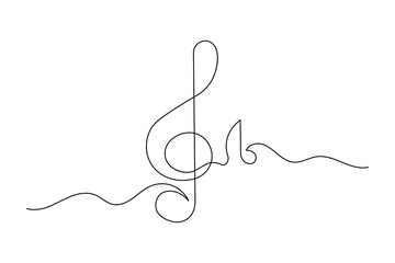 Music notes outline sketch one line continuous art minimalist isolate illustration