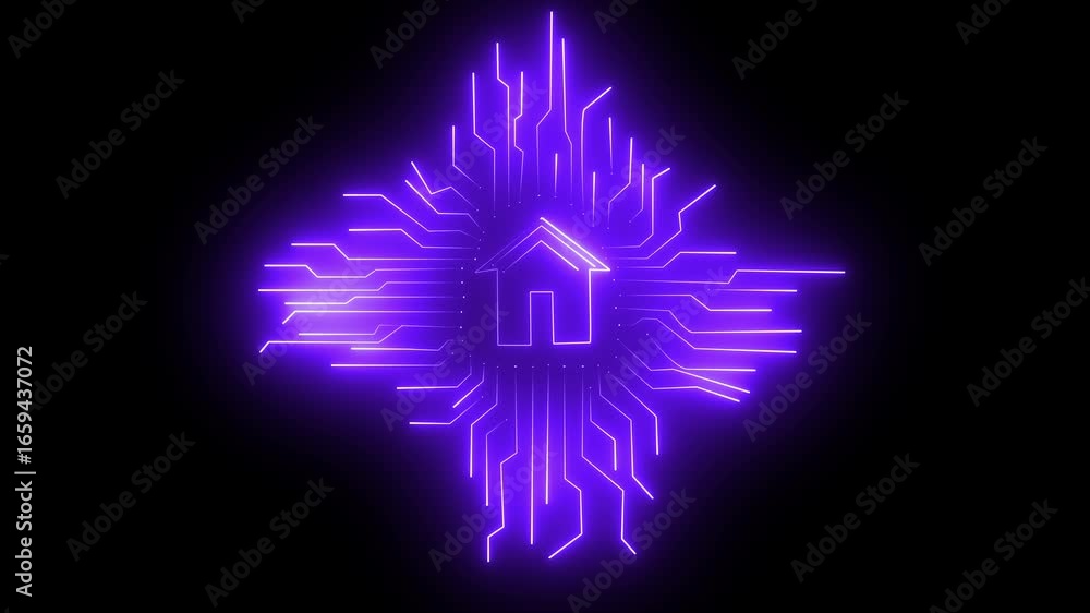 Fototapete cyber security blue circuit lines and lock logo on black background.digital circuit ai interface on 