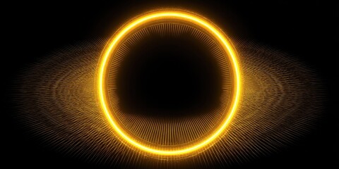Glowing golden oval ring on black background