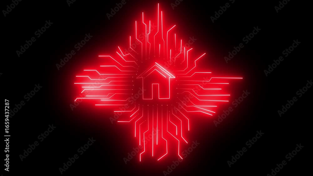 Fototapete cyber security blue circuit lines and lock logo on black background.digital circuit ai interface on 