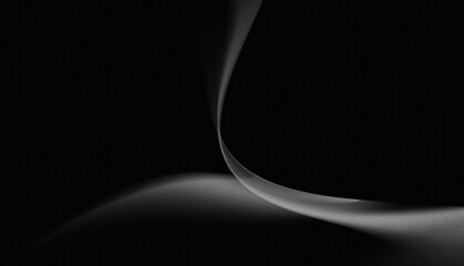 Very elegant and minimalist abstract metallic black background with Sleek, graceful curved gray lines on dark black background. Perfect design for luxury and premium product advertisements.