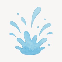 Fototapeta premium Playful blue watercolor splash illustration.