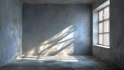 Empty room with a window, sunlit shadows