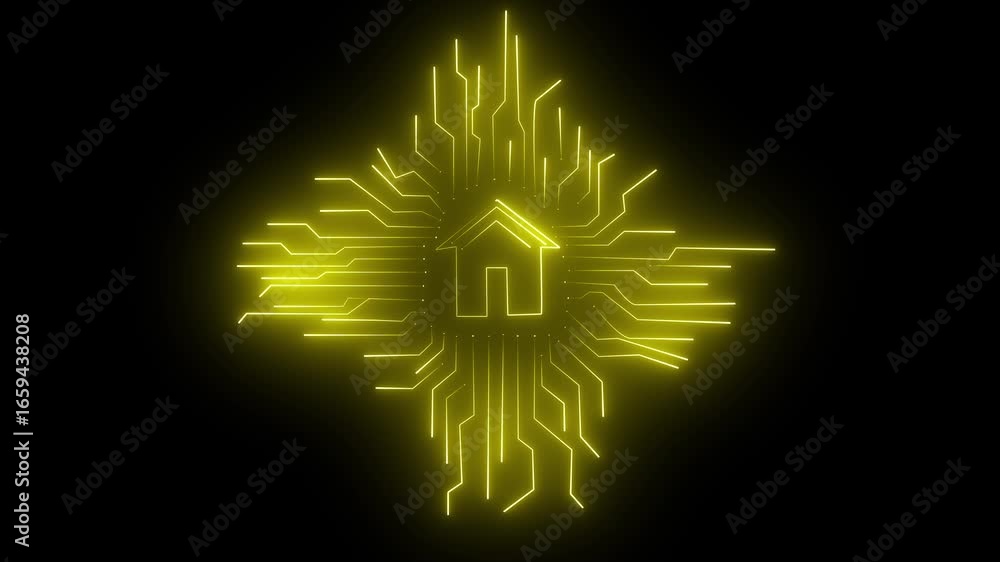 Fototapete cyber security blue circuit lines and lock logo on black background.digital circuit ai interface on 
