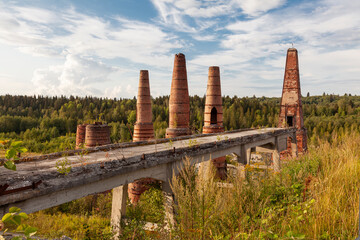Brick chimneys on the territory of the permitted plant