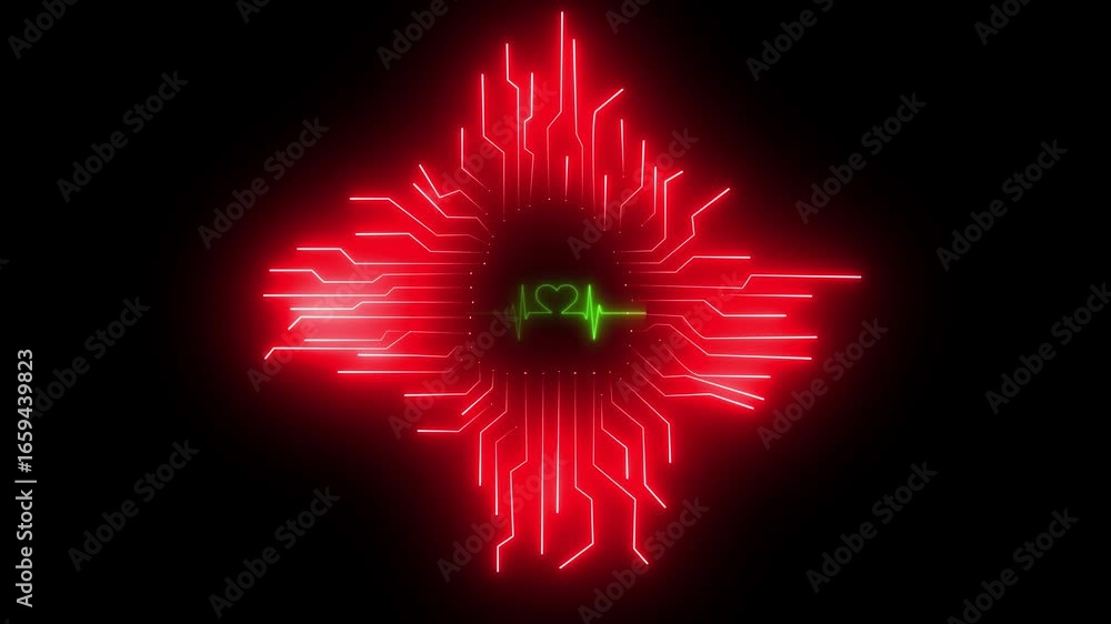 Fototapete cyber security blue circuit lines and lock logo on black background.digital circuit ai interface on 