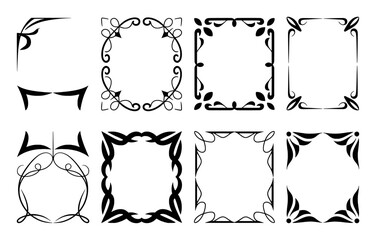 Collection of Decorative Black and White Ornate Frames and Borders