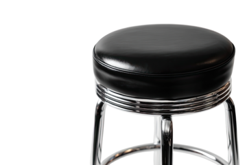 Close-up of a black leatherette bar stool