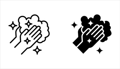 Obraz premium hygiene icon set, disease prevention. Healthcare wash hands with soap, antibacterial icon on white background
