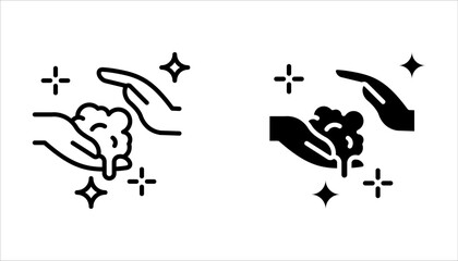 hygiene icon set, disease prevention. Healthcare wash hands with soap, antibacterial icon on white background