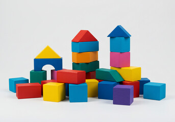 Obraz premium Colorful Wooden Blocks Forming Abstract Structures