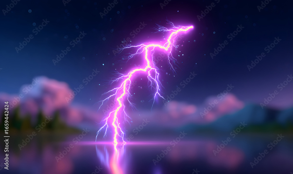 Poster 3d lightning icon lightning weather energy dangerous force symbolic element