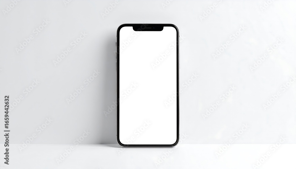 Poster sleek smartphone mockup with blank white screen for app design or responsive website showcase