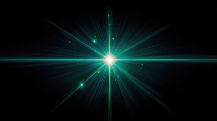 Obraz premium Radiant teal lightburst on black background