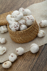 Fresh Fox nuts or lotus seeds or makhana in wooden bowl