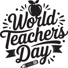 World Teachers Day Typography Apple Pencil SVG Design

