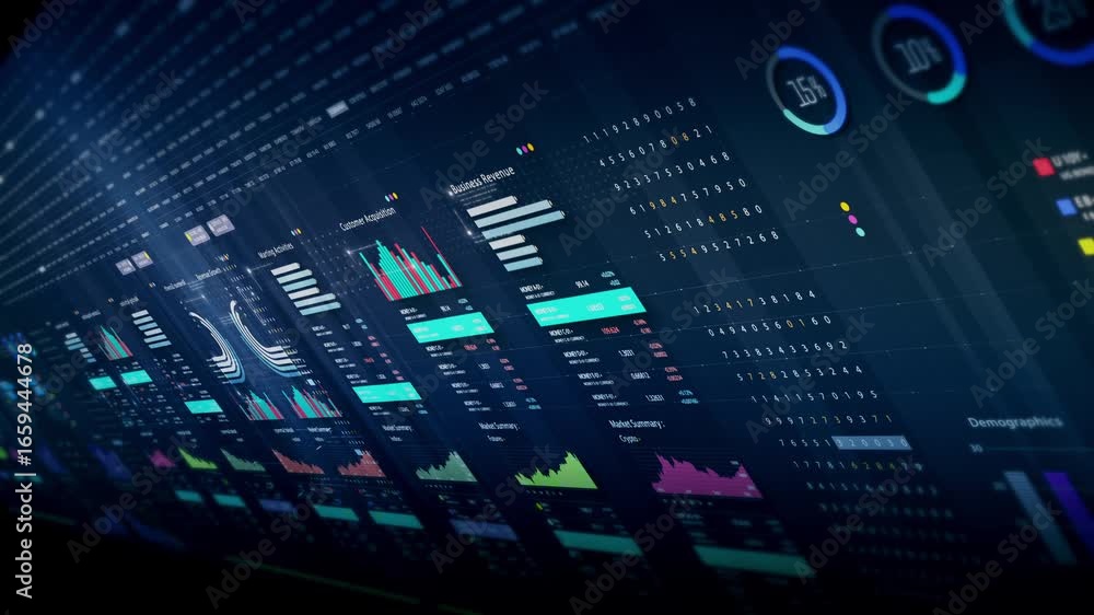 Poster dynamic data visuals for business info graphics, animated charts, and data-driven insights for a bus