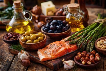 Fresh healthy food spread