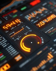 Obraz premium Futuristic Digital Interface with Orange and Black Display