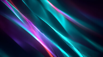 Fototapeta premium Abstract glowing waves in neon magenta and cyan with glitch distortion and scanlines in a futuristic cinematic style