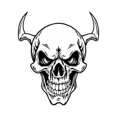 Obraz premium skull devil sketch vector illustration
