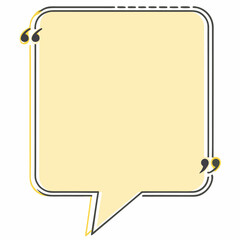 A pale yellow speech bubble with a black outline on a white background