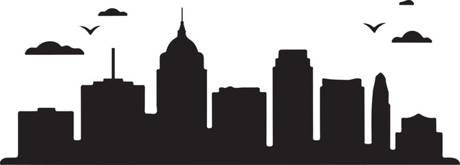 Obraz premium Dayton Ohio Skyline | Black Silhouette Vector Cityscape on White Background