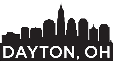 Fototapeta premium Dayton Ohio Skyline | Black Silhouette Vector Cityscape on White Background