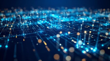 Abstract digital network with glowing lines and nodes, cool tones - Powered by Adobe
