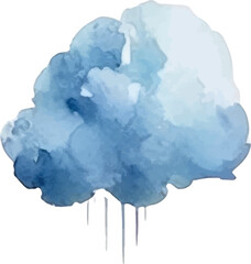 Vector watercolor painted cloud. Hand drawn design elements isolated on white background.