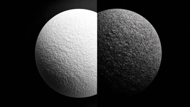 Divided sphere, light and shadow