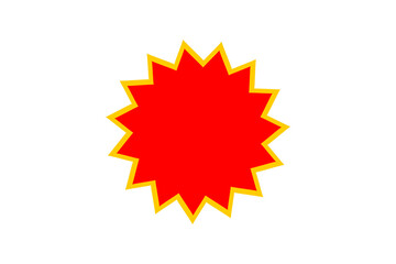 Red starburst sale badge with yellow outline for discount labels, promotion stickers, offer highlights, price tags, and marketing design accents