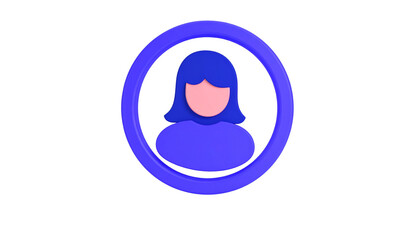 Obraz premium Studio-Lit Commercial-Grade Elegant 3D profile avatar circle icon PNG cutout, ideal for branding and web design, HD resource, content creation, digital download isolated on solid white background Png
