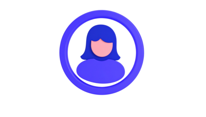 Studio-Lit Commercial-Grade Elegant 3D profile avatar circle icon PNG cutout, ideal for branding and web design, HD resource, content creation, digital download isolated on solid white background Png