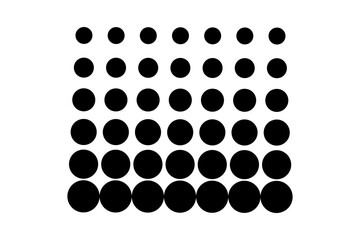 Black circular halftone dot pattern in gradient grid design for abstract backgrounds, modern textures, decorative overlays, posters, and minimal graphic elements