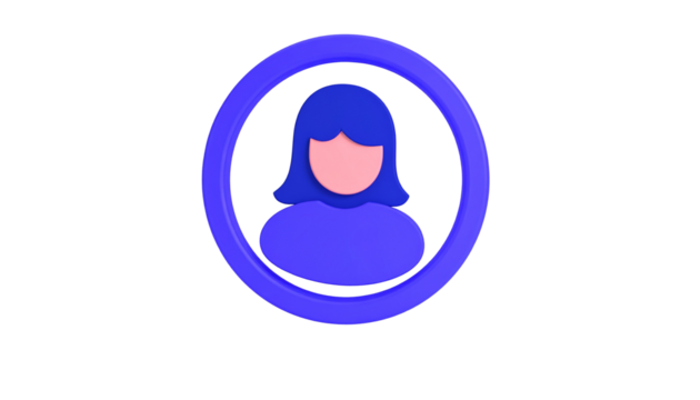 Studio-Lit Commercial-Grade Elegant 3D profile avatar circle icon PNG cutout, ideal for branding and web design, HD resource, content creation, digital download isolated on solid white background Png