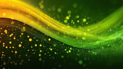 Abstract waves of gold & green, dotted background