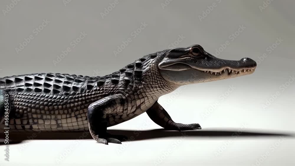 Aufkleber alligator crawling forward in slow motion displaying realistic movement