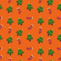 Cute Christmas pattern, vector illustration, fabric pattern, wrapping paper pattern, wallpaper, background