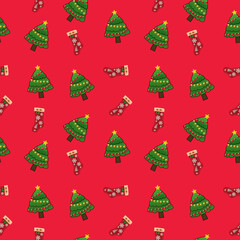Cute Christmas pattern, vector illustration, fabric pattern, wrapping paper pattern, wallpaper, background