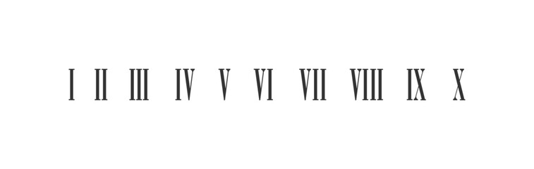roman numerals isolated on white background. Numbers from one to twelve. Vector illustration. eps 10