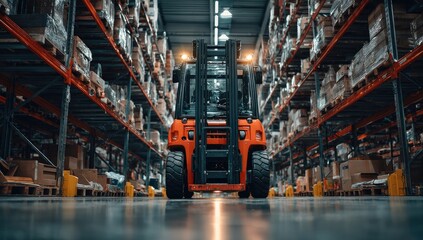 Warehouse interior with forklift
