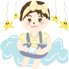 girl with a bottle of milk