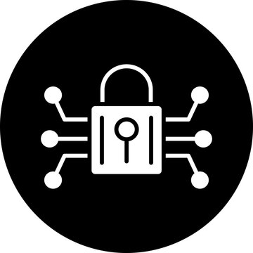 Cyber security circle icon, cyber security line icon &ndash; data protection, privacy, network security symbol