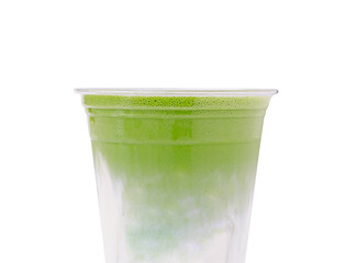 Delicious cold matcha beverage served in a clear cup during summer