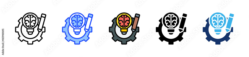 Poster creative thinking icon collection with multiple styles